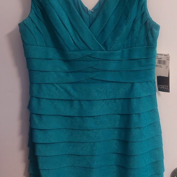 Adrianna Papell Teal Layered Midi Dress - Picture 4 of 4